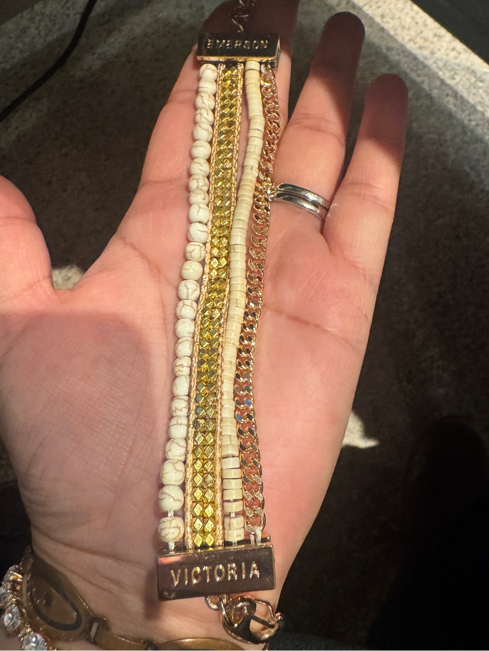 Vintage Victoria Emerson Gold and Cream tone Bracelet
